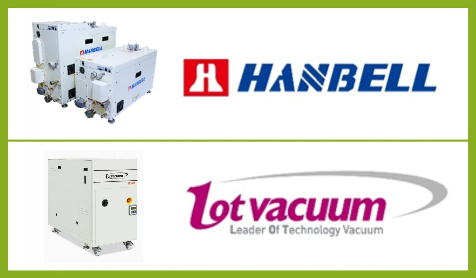 In addition to the logos of the various partners, an example product from Handbell and LOT Vacuum can be seen in each case.